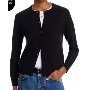 C by Bloomingdales Cashmere Crew Neck Button Up Cardigan Black M‎ New With Tags
